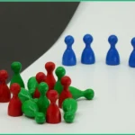 Multi colour pawn tokens uses to explain next-gen cyber threat management