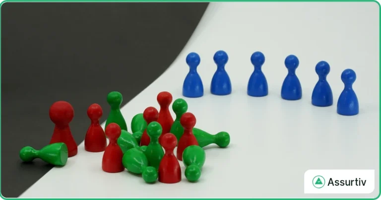 Multi colour pawn tokens uses to explain next-gen cyber threat management