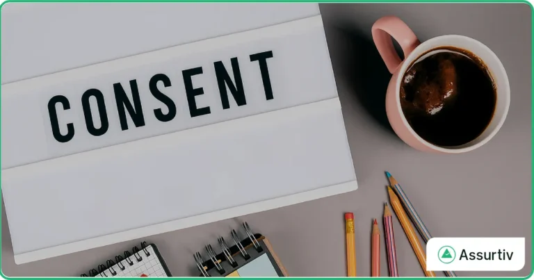 consent management mentioned on a paper near by a cup of coffee and pencils