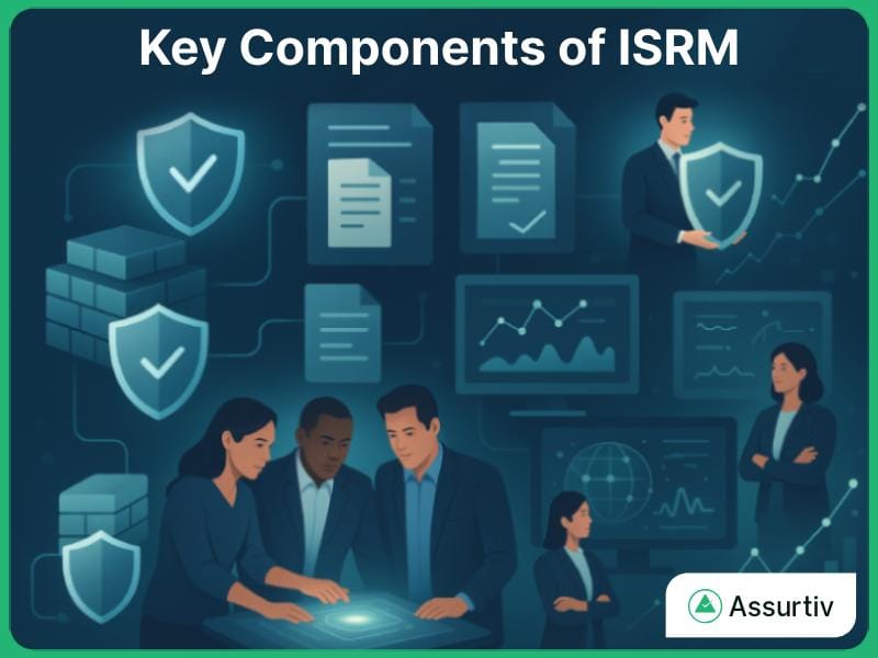 Information Security Risk Management employees are discussing the Key Components of ISRM