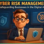 A CISO looking tensed while working on laptop and expecting cyber risk management solutions