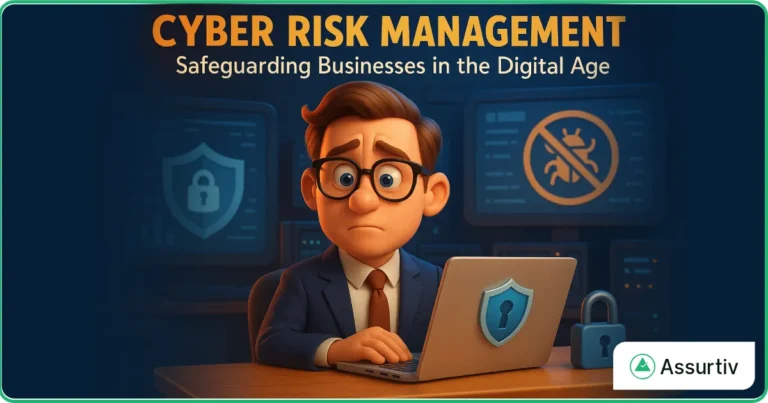 A CISO looking tensed while working on laptop and expecting cyber risk management solutions