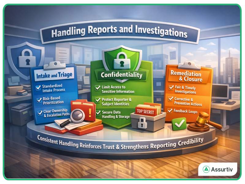 Handling reports and investigations for organizational speak up culture compliance
