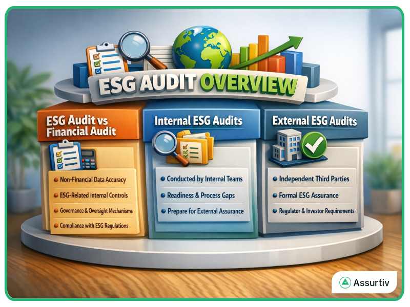 ESG Audit overview described with different functions graphically
