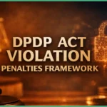DPDP Act violation penalties framework described with a digital lock and a gavel