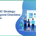 Four professionals discussing modern GRC strategy